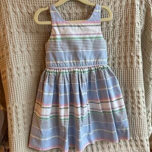 Ralph Lauren Blue and Pink Striped Sleeveless Dress- 100% Oxford Cotton